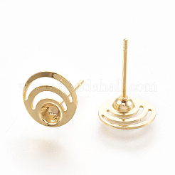 304ステンレススチール製イヤリング部品  フラットラウンド  ゴールドカラー  13mm  フラットラウンド：9x2mm  トレイ：3mm  ピン：0.7mm&nbsp;STAS-G187-08G