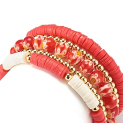 Set di braccialetti elastici con perline heishi in argilla polimerica 5 pz 5&nbsp;BJEW-JB07532-03