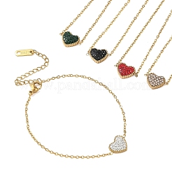 Valentinstag-Armbänder aus Edelstahl 304 mit Strassherzen&nbsp;SA-CBA5F76-04G
