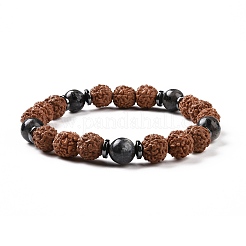 4 pezzo di braccialetti elasticizzati in rudraksha naturale e perline di pietre preziose per donna uomo&nbsp;BJEW-JB08939
