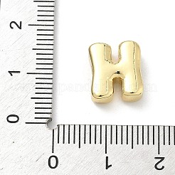 真鍮ビーズ  長持ちメッキ  ラックめっき  鉛フリー＆カドミウムフリー  18KGP本金メッキ  文字h  11.5x10.5x4.5mm  穴：3x2mm&nbsp;KK-H537-01H-G