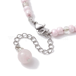 Perles de rocaille faites à la main avec fabrication de bracelets en quartz rose naturel&nbsp;AJEW-MZ00001-01