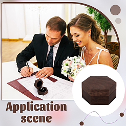 Шестигранные деревянные коробочки для парных колец с магнитной крышкой на петлях AJEW-WH0695-028