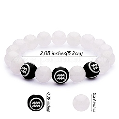 Bracelet extensible de perles rondes en jade blanc naturel&nbsp;BJEW-SW00077-12