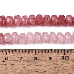 模造翡翠クラックルガラスビーズ連売り  ロンデル  多面カット  インディアンレッド  7.5~8x5~5.5mm  穴：1.4mm  約70~71個/連  14.57~14.76インチ（37~37.5cm）&nbsp;LS-GLAA-N068-01A-A04