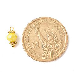 電気メッキガラスビーズペンダント  真鍮パーツ  ファセットロンデルチャーム  きいろ  12x5.5mm  穴：1.4mm&nbsp;PALLOY-JF01344-04