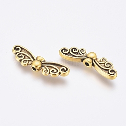 Сплавочные овальные бусины тибетского стиля &nbsp;TIBEB-1331-AG-FF