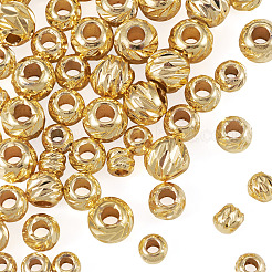 120 pz 6 stili perline rotonde ondulate in ottone&nbsp;KK-TA0008-92