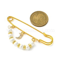 Брошь из ракушек с жемчугом и латунными бусинами JEWB-BR00163