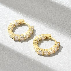 Латунные серьги-кольца из прозрачного кубического циркония EJEW-D311-136G