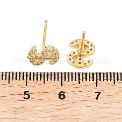 Messing Micro Pave klare Zirkonia Ohrstecker&nbsp;EJEW-F405-05G