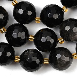 Нити бусин из натурального серебристого обсидиана G-C249-A01-16mm