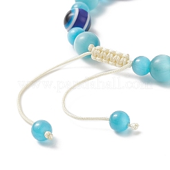 Braccialetto di perline intrecciate occhio di gatto e resina malocchio per le donne&nbsp;BJEW-JB09240