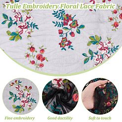 Blumenmuster bestickter Blumen-Polyester-Tüll-Spitzenstoff&nbsp;DIY-WH0409-68