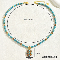 Винтажные ожерелья в этническом стиле из натуральной бирюзы с овальными бусинами для вечеринки для женщин&nbsp;FE3293