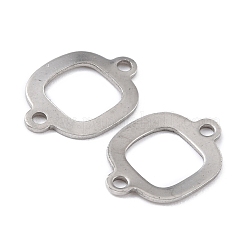 変色しにくい201ステンレススチールリンクコネクター  正方形  ステンレス鋼色  13x17.5x1mm  穴：1.6mm&nbsp;STAS-K217-40