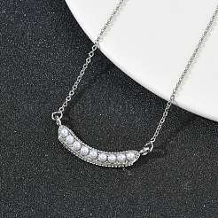 Подвеска в виде стручка гороха из латуни с имитацией жемчуга из АБС-пластика.&nbsp;NJEW-P347-01P