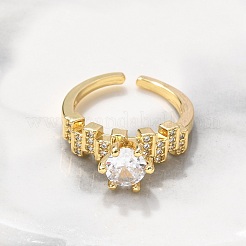 Круглые латунные манжеты с микропаве из прозрачного кубического циркония RJEW-C120-28G