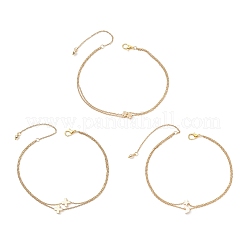 3 шт. 3 стиля латунных браслетов-цепочек из нержавеющей стали 304 с клевером AJEW-AN00748