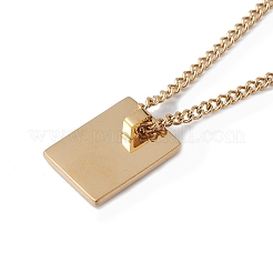 Collana con ciondolo rettangolare con lettera iniziale in acciaio inossidabile per uomo e donna&nbsp;NJEW-E090-01G-01