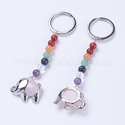 Portachiavi Chakra in quarzo rosa naturale&nbsp;KEYC-P040-E07