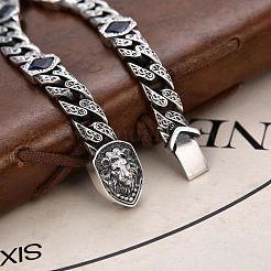 Браслеты с кубическими звеньями из латуни с узором «лев» и кубическими цирконами&nbsp;FS-WGF670F-03