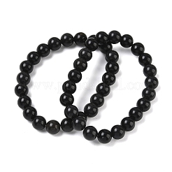 Stretch-Armbänder aus natürlichem Obsidian mit runden Perlen&nbsp;GG-CBA12F1-02A-06