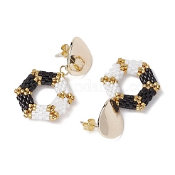 Boucles d'oreilles à tige hexagonales en verre&nbsp;EJEW-MZ00306