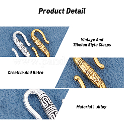 100 шт. 2-х цветные застежки-крючки из сплава в тибетском стиле&nbsp;TIBE-PH0001-40