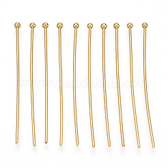 真鍮のボールヘッドピン  長持ちメッキ  18KGP本金メッキ  40x0.8mm  20ゲージ  ヘッド：2mm  250個/袋&nbsp;KK-G331-10-0.8x40