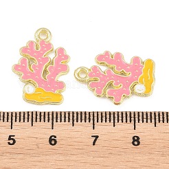 オーシャンアロイエナメルペンダント  ゴールドカラー  珊瑚のチャーム  20x14x1.8mm  穴：1.6mm&nbsp;FIND-E057-02E