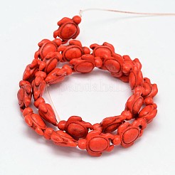 Окрашенные синтетические бирюзовые бусы нити&nbsp;G-M152-07-B