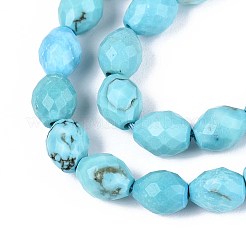 Нити бусин натурального крашеного синего цвета бирюзы G-T142-80