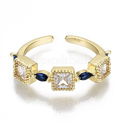 Латунные микро проложить манжеты кольца кубического циркония RJEW-N032-005-NF