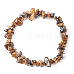 Pulsera elástica con cuentas de chip de ojo de tigre natural para mujer&nbsp;BJEW-AL00003-11
