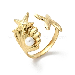 Кольца-манжеты из нержавеющей стали 304 в виде морских звезд и ракушек&nbsp;LS-RJEW-S621-08G