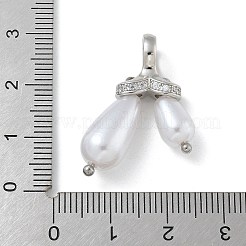 Стойка покрытие латунь микропаве прозрачный кубический цирконий с абс пластиковыми подвесками в виде жемчуга&nbsp;KK-G515-57P