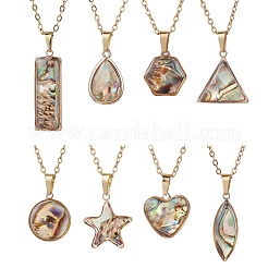 Ожерелья с подвесками из натуральных ракушек пауа&nbsp;NJEW-JN05141