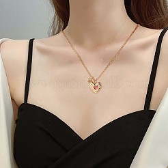 Ожерелье с подвеской в форме сердца и звезды из розового кубического циркония&nbsp;JN1029A