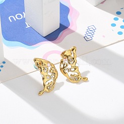 Orecchini a bottone con strass in acciaio inossidabile 304&nbsp;EJEW-M069-05G