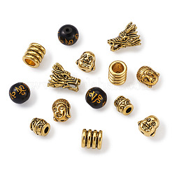 Бусины из сплава в тибетском стиле и буддийские стеклянные бусины&nbsp;TIBEB-TA0001-90AG-02