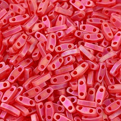 MIYUKIクォーターティラビーズ  日本製シードビーズ  2穴  （qtl140fr）マット透明赤オレンジab  5x1.2x1.9mm  穴：0.8mm  約24000個/500g&nbsp;SEED-MY05-QTL0140FR