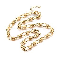 Овальные текстурированные цепочки-цепочки «бесконечность» из нержавеющей стали 304 для женщин и мужчин NJEW-K249-20A-G