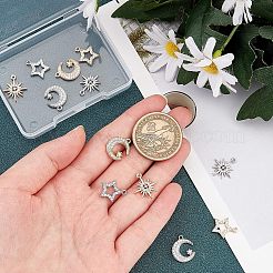 12 Stück 6 Stil Rack Plating Messing Micro Pave Zirkonia Charms&nbsp;ZIRC-FH0001-18