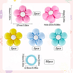 8 шт. 4-х цветные силиконовые бусины-цветочки протекторы для спиц/стопоры для спиц DIY-SC0023-91