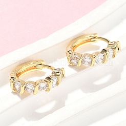 Плоские круглые серьги-кольца из латуни с микропаве из прозрачных кубических цирконий EJEW-Z102-19G