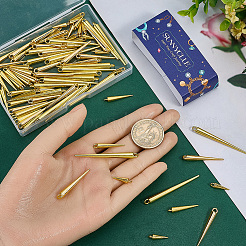 80pcs4スタイルチベットスタイルアロイペンダント  コーンチャーム  ゴールドカラー  15.5~49.5x4.5~5mm  穴：1.8~2.5mm  20個/スタイル&nbsp;FIND-SC0023-55G