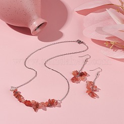 Set di gioielli con perline in agata rossa naturale&nbsp;SJEW-JS01231-04