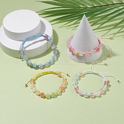 キャンディカラーガラスキューブ編みビーズブレスレット  女性のための友情調節可能なブレスレット  ミックスカラー  内径：2-1/8~3-3/4インチ（5.5~9.5cm）&nbsp;BJEW-JB08078