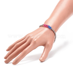 Bracciale elastico con perline rotonde in acrilico e acciaio inossidabile 304 per donna&nbsp;BJEW-JB08548